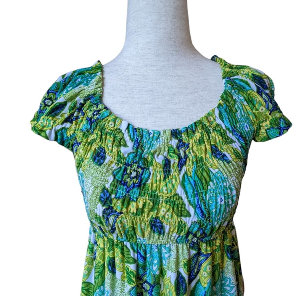 London Times Shirred Floral Print Dress Size 4 - Picture 3 of 8